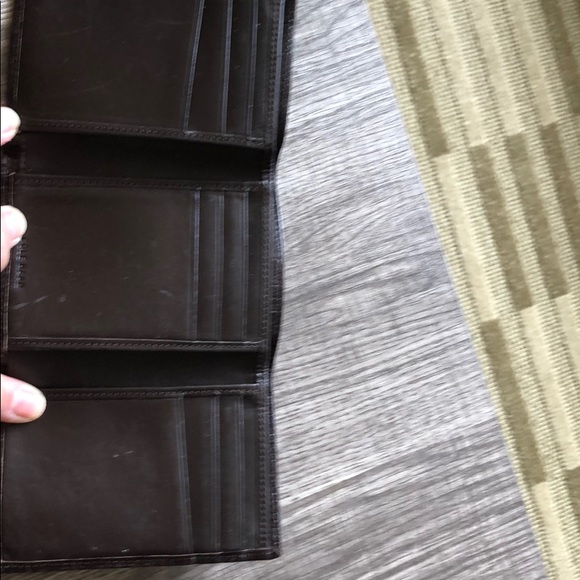 Cole Haan brown embossed  trifold wallet - Picture 3 of 11